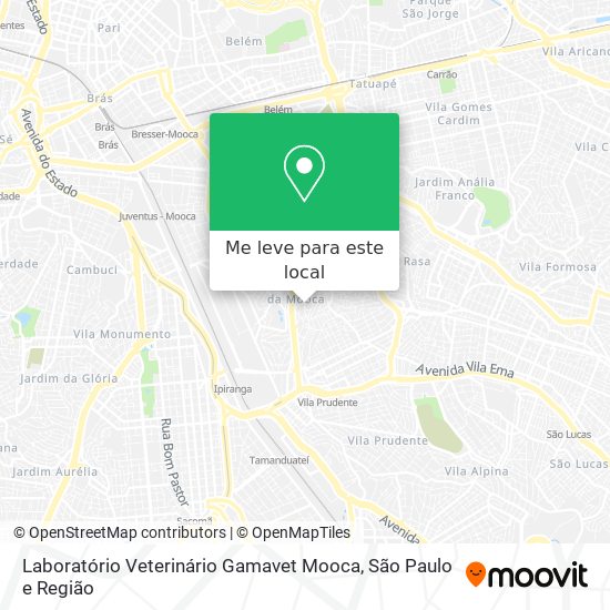 Laboratório Veterinário Gamavet Mooca mapa