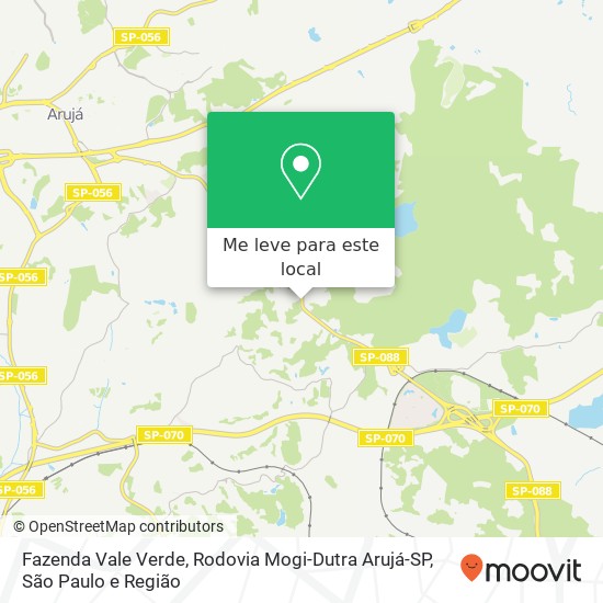 Fazenda Vale Verde, Rodovia Mogi-Dutra Arujá-SP mapa