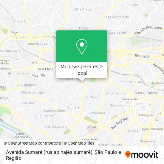 Avenida Sumaré (rua apinajés sumaré) mapa