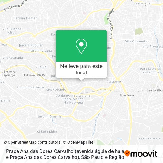Praça Ana das Dores Carvalho (avenida águia de haia e Praça Ana das Dores Carvalho) mapa