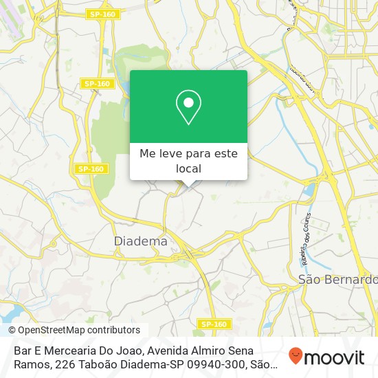 Bar E Mercearia Do Joao, Avenida Almiro Sena Ramos, 226 Taboão Diadema-SP 09940-300 mapa