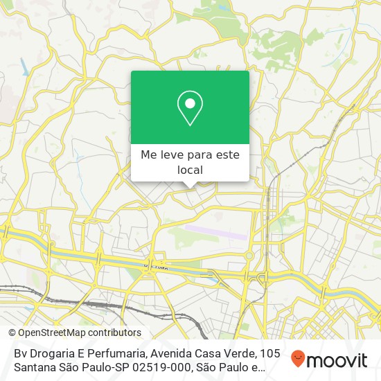 Bv Drogaria E Perfumaria, Avenida Casa Verde, 105 Santana São Paulo-SP 02519-000 mapa