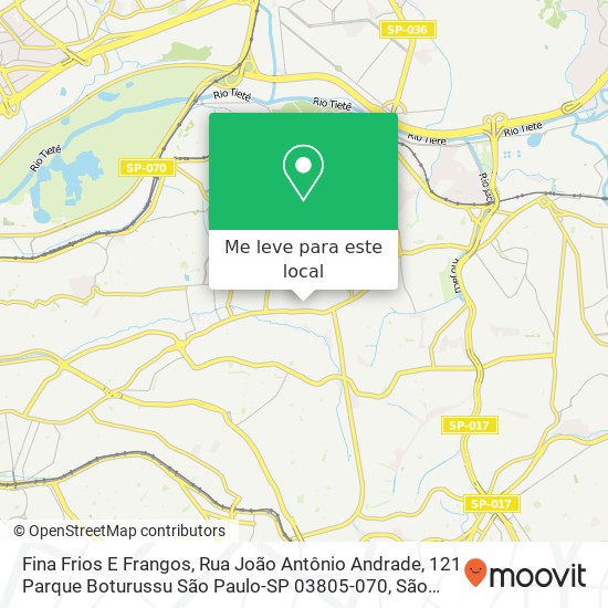 Fina Frios E Frangos, Rua João Antônio Andrade, 121 Parque Boturussu São Paulo-SP 03805-070 mapa