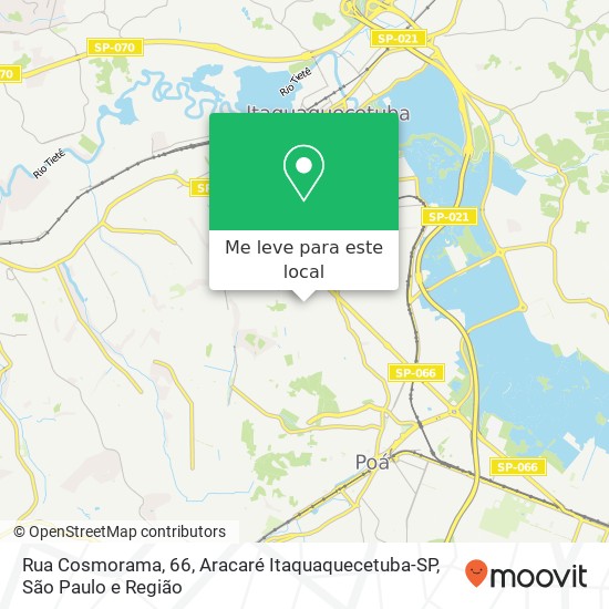 Rua Cosmorama, 66, Aracaré Itaquaquecetuba-SP mapa