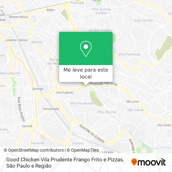 Good Chicken Vila Prudente Frango Frito e Pizzas mapa