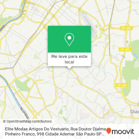 Elite Modas Artigos Do Vestuario, Rua Doutor Djalma Pinheiro Franco, 998 Cidade Ademar São Paulo-SP 04368-000 mapa