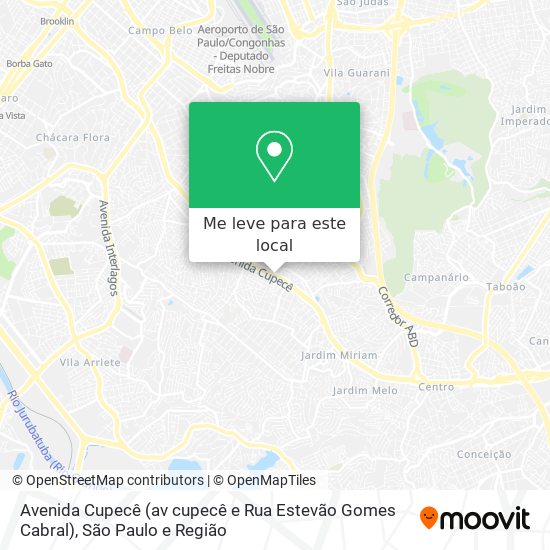 Avenida Cupecê (av cupecê e Rua Estevão Gomes Cabral) mapa