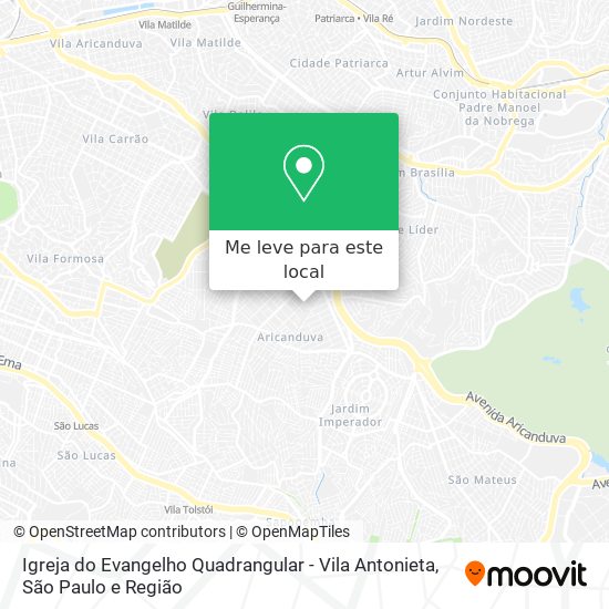 Igreja do Evangelho Quadrangular - Vila Antonieta mapa