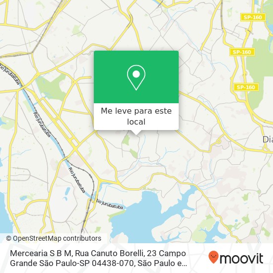 Mercearia S B M, Rua Canuto Borelli, 23 Campo Grande São Paulo-SP 04438-070 mapa