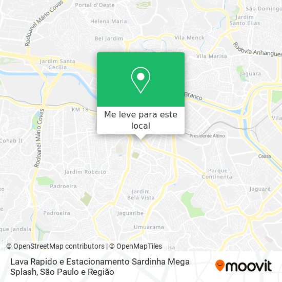 Lava Rapido e Estacionamento Sardinha Mega Splash mapa