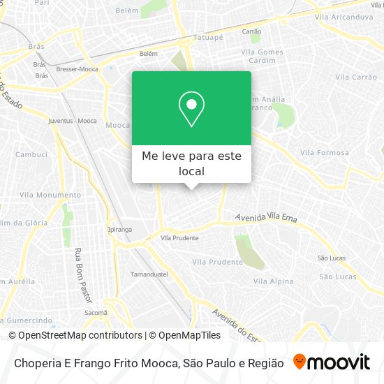 Choperia E Frango Frito Mooca mapa