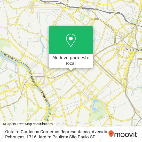 Outeiro Cardanha Comercio Representacao, Avenida Rebouças, 1716 Jardim Paulista São Paulo-SP 05401-250 mapa