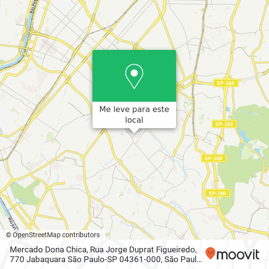 Mercado Dona Chica, Rua Jorge Duprat Figueiredo, 770 Jabaquara São Paulo-SP 04361-000 mapa