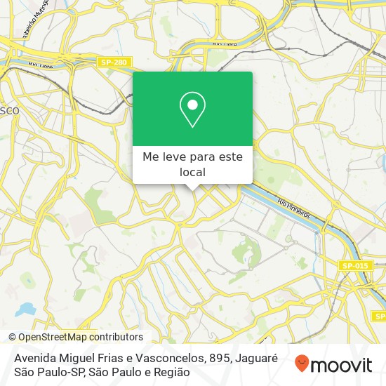 Avenida Miguel Frias e Vasconcelos, 895, Jaguaré São Paulo-SP mapa