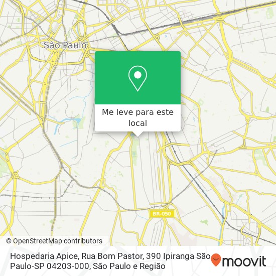 Hospedaria Apice, Rua Bom Pastor, 390 Ipiranga São Paulo-SP 04203-000 mapa
