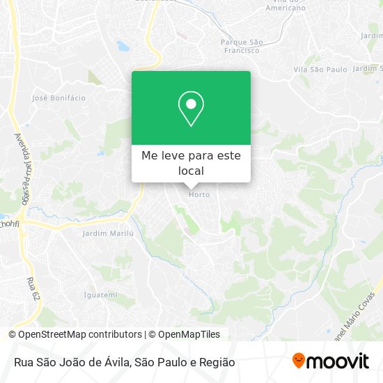 Rua São João de Ávila mapa