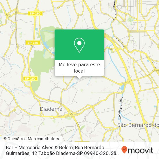 Bar E Mercearia Alves & Belem, Rua Bernardo Guimarães, 42 Taboão Diadema-SP 09940-320 mapa