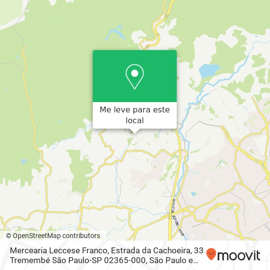 Mercearia Leccese Franco, Estrada da Cachoeira, 33 Tremembé São Paulo-SP 02365-000 mapa
