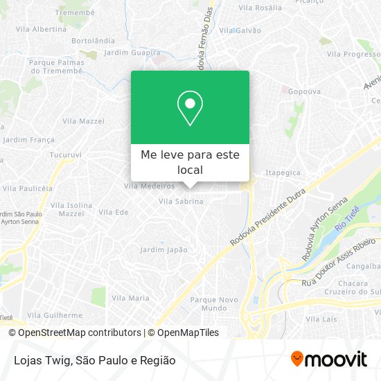 Lojas Twig mapa
