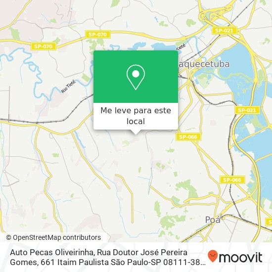 Auto Pecas Oliveirinha, Rua Doutor José Pereira Gomes, 661 Itaim Paulista São Paulo-SP 08111-380 mapa