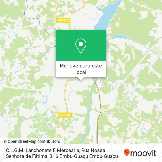 C.L.G.M. Lanchonete E Mercearia, Rua Nossa Senhora de Fátima, 316 Embu-Guaçu Embu-Guaçu-SP 06900-000 mapa