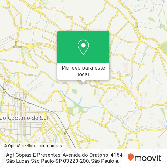 Agf Copias E Presentes, Avenida do Oratório, 4154 São Lucas São Paulo-SP 03220-200 mapa