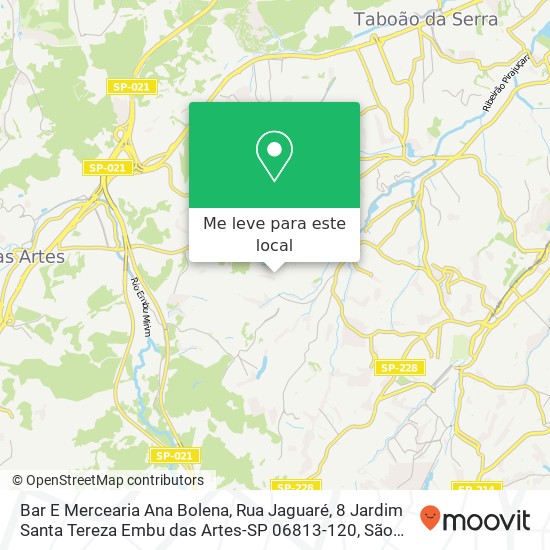 Bar E Mercearia Ana Bolena, Rua Jaguaré, 8 Jardim Santa Tereza Embu das Artes-SP 06813-120 mapa