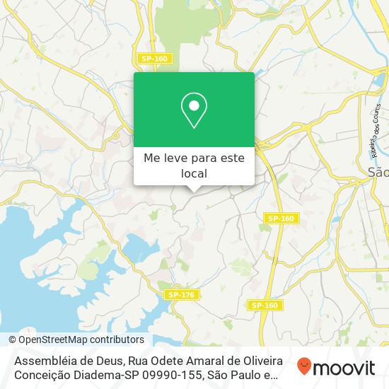 Assembléia de Deus, Rua Odete Amaral de Oliveira Conceição Diadema-SP 09990-155 mapa