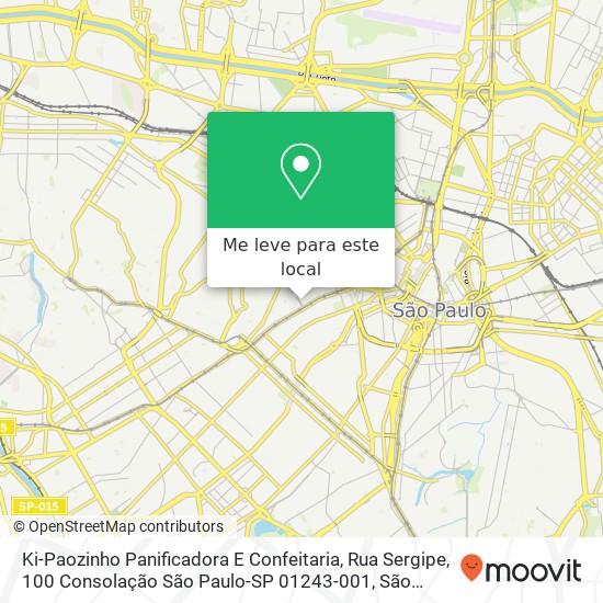 Ki-Paozinho Panificadora E Confeitaria, Rua Sergipe, 100 Consolação São Paulo-SP 01243-001 mapa