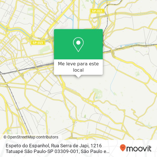 Espeto do Espanhol, Rua Serra de Japi, 1216 Tatuapé São Paulo-SP 03309-001 mapa