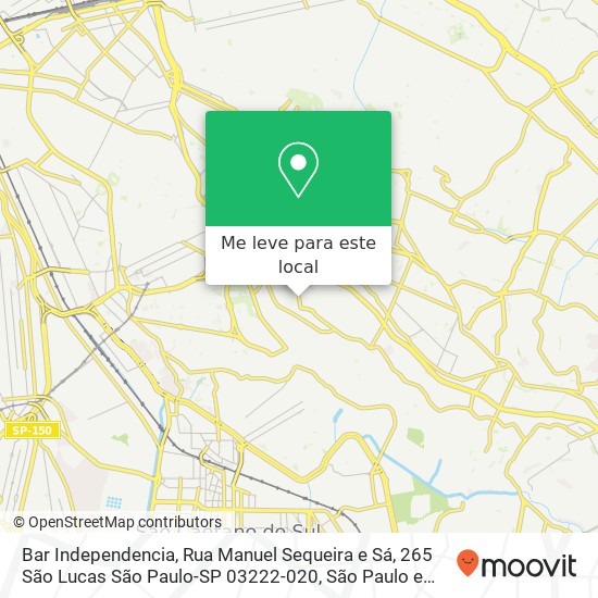 Bar Independencia, Rua Manuel Sequeira e Sá, 265 São Lucas São Paulo-SP 03222-020 mapa