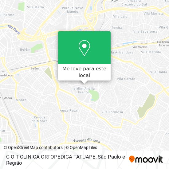 C O T CLINICA ORTOPEDICA TATUAPE mapa