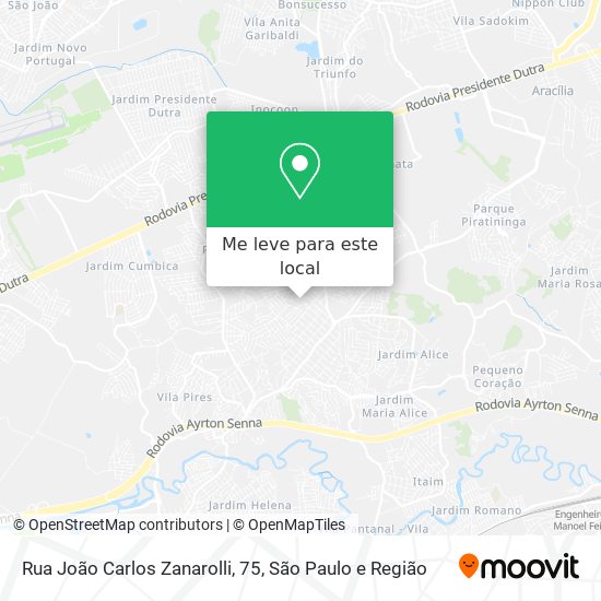 Rua João Carlos Zanarolli, 75 mapa