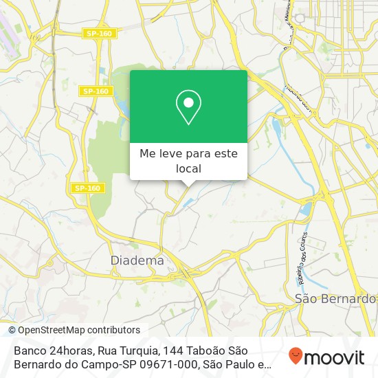 Banco 24horas, Rua Turquia, 144 Taboão São Bernardo do Campo-SP 09671-000 mapa