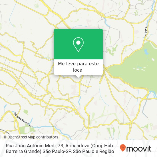 Rua João Antônio Medi, 73, Aricanduva (Conj. Hab. Barreira Grande) São Paulo-SP mapa