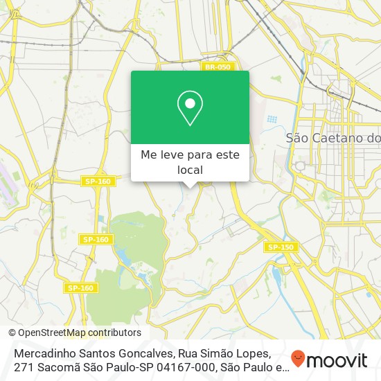 Mercadinho Santos Goncalves, Rua Simão Lopes, 271 Sacomã São Paulo-SP 04167-000 mapa
