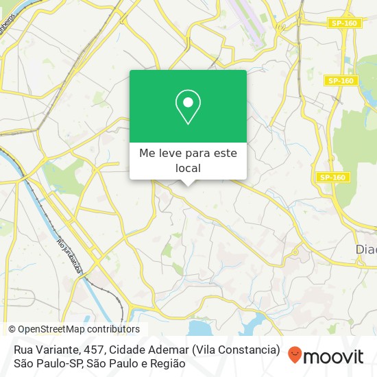 Rua Variante, 457, Cidade Ademar (Vila Constancia) São Paulo-SP mapa