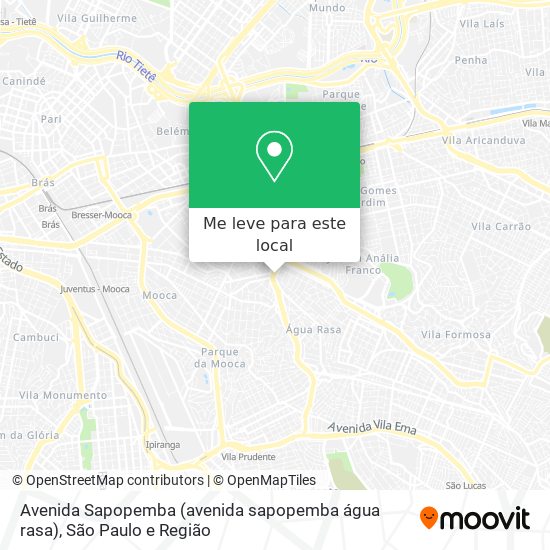 Avenida Sapopemba (avenida sapopemba água rasa) mapa