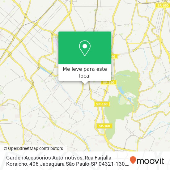 Garden Acessorios Automotivos, Rua Farjalla Koraicho, 406 Jabaquara São Paulo-SP 04321-130 mapa