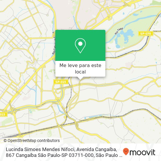 Lucinda Simoes Mendes Nifoci, Avenida Cangaíba, 867 Cangaíba São Paulo-SP 03711-000 mapa