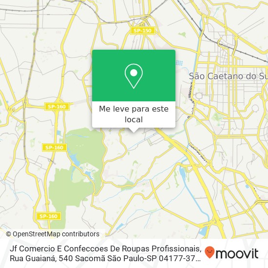 Jf Comercio E Confeccoes De Roupas Profissionais, Rua Guaianá, 540 Sacomã São Paulo-SP 04177-370 mapa