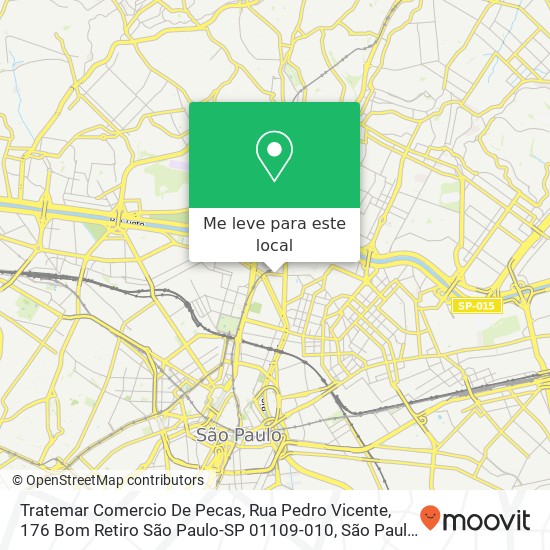 Tratemar Comercio De Pecas, Rua Pedro Vicente, 176 Bom Retiro São Paulo-SP 01109-010 mapa