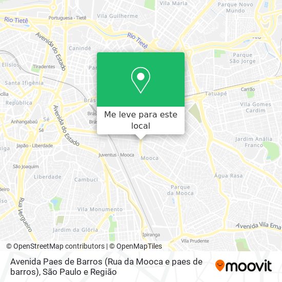 Avenida Paes de Barros (Rua da Mooca e paes de barros) mapa