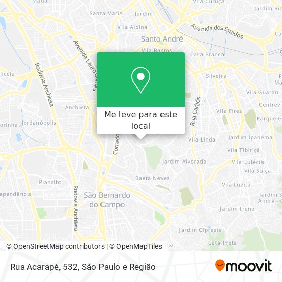 Rua Acarapé, 532 mapa