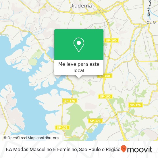 F.A Modas Masculino E Feminino, Rua João Antônio Araújo, 561 Eldorado Diadema-SP 09972-001 mapa