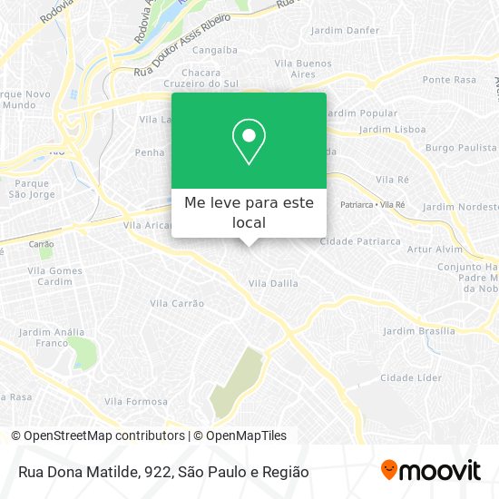Rua Dona Matilde, 922 mapa