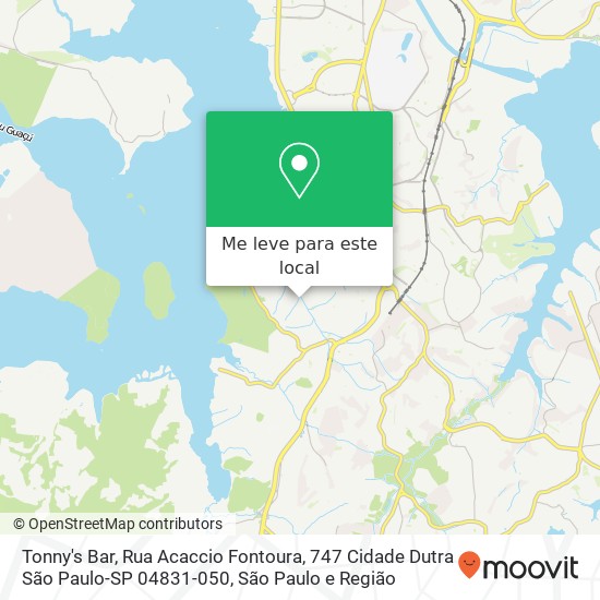 Tonny's Bar, Rua Acaccio Fontoura, 747 Cidade Dutra São Paulo-SP 04831-050 mapa