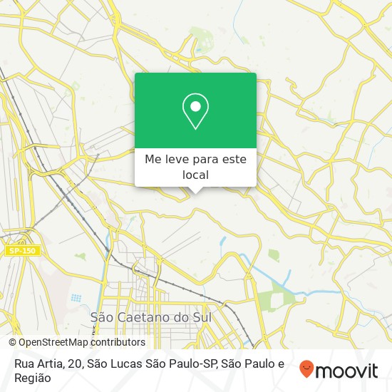 Rua Artia, 20, São Lucas São Paulo-SP mapa