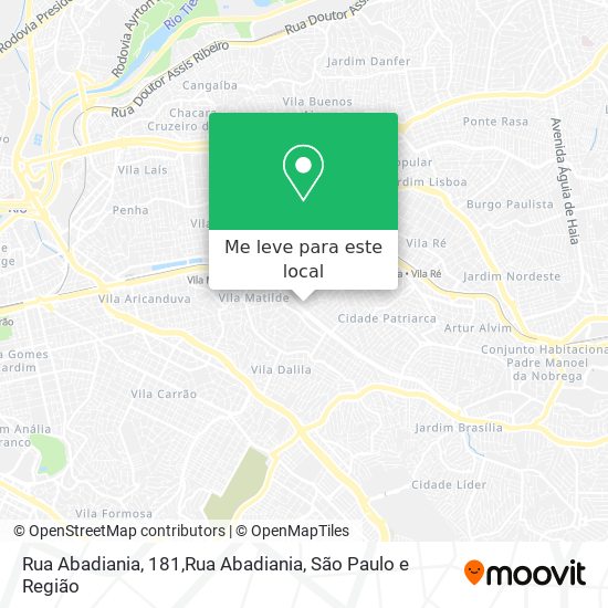 Rua Abadiania, 181,Rua Abadiania mapa