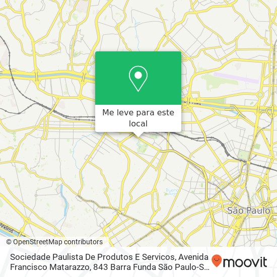 Sociedade Paulista De Produtos E Servicos, Avenida Francisco Matarazzo, 843 Barra Funda São Paulo-SP 05001-000 mapa